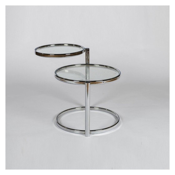 Image 1 of Vintage chrome and glass two-tier side table