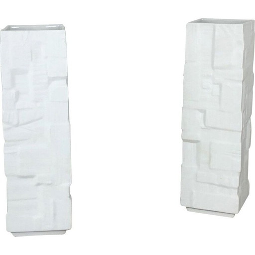 Par de jarrones vintage de porcelana Op Art de Heinrich Ceramics, Alemania, década de 1970