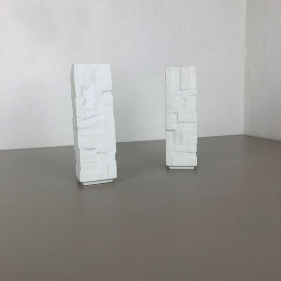 Image 1 of Pair of vintage Op Art Porcelain Vase by Heinrich Ceramics Germany 1970s