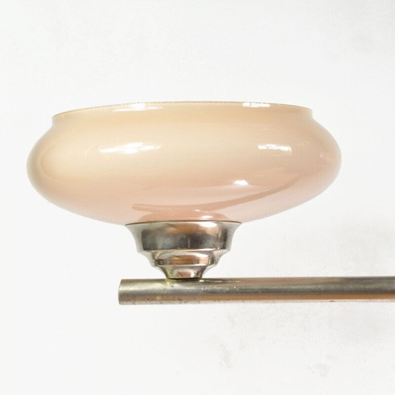 Image 1 of Vintage art deco glass chandelier from Spółdzielnia Pracy Metal Kraków, Poland 1950s