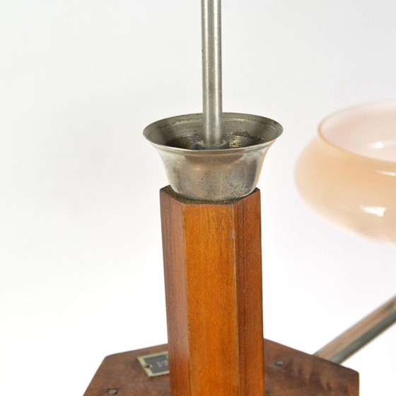 Image 1 of Vintage art deco glass chandelier from Spółdzielnia Pracy Metal Kraków, Poland 1950s