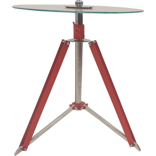 Vintage industrial side table in metal and adjustable height, Czechoslovakia 1980s