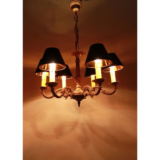 Image 1 of Lampadario vintage in bronzo dorato con 6 luci