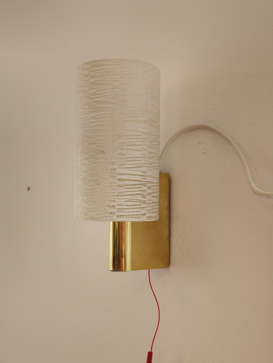 Image 1 of Lampada da parete vintage Lampada da parete Lampada in ottone e vetro 