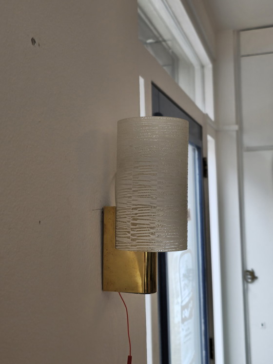 Image 1 of Lampada da parete vintage Lampada da parete Lampada in ottone e vetro 