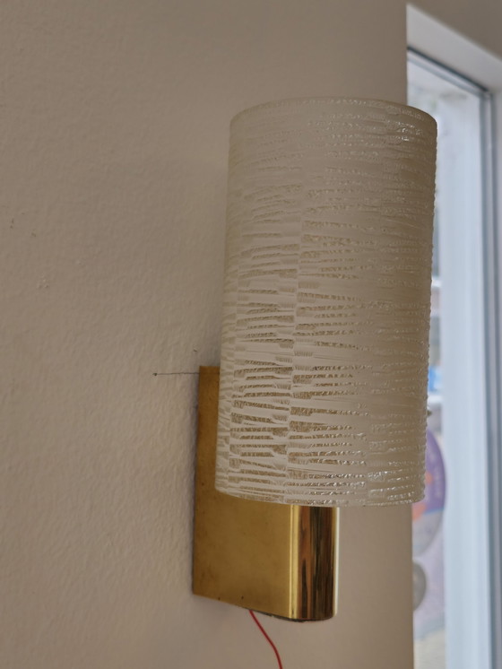 Image 1 of Lampada da parete vintage Lampada da parete Lampada in ottone e vetro 