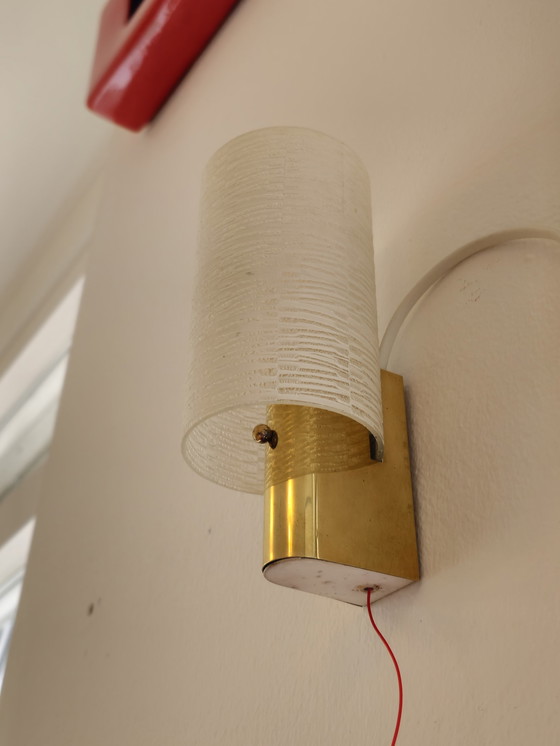 Image 1 of Lampada da parete vintage Lampada da parete Lampada in ottone e vetro 