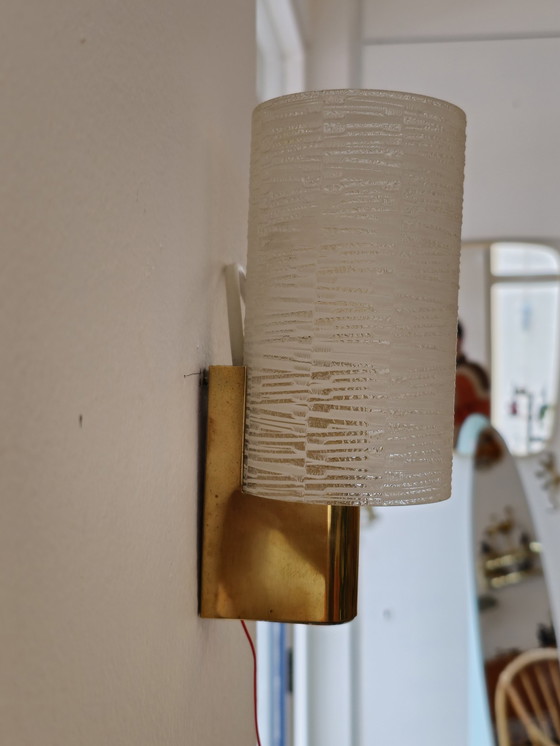Image 1 of Lampada da parete vintage Lampada da parete Lampada in ottone e vetro 
