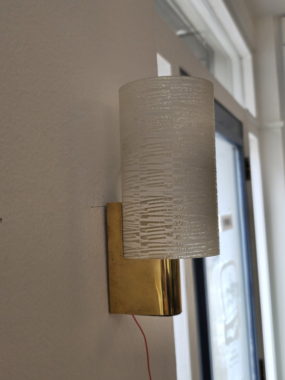 Image 1 of Lampada da parete vintage Lampada da parete Lampada in ottone e vetro 