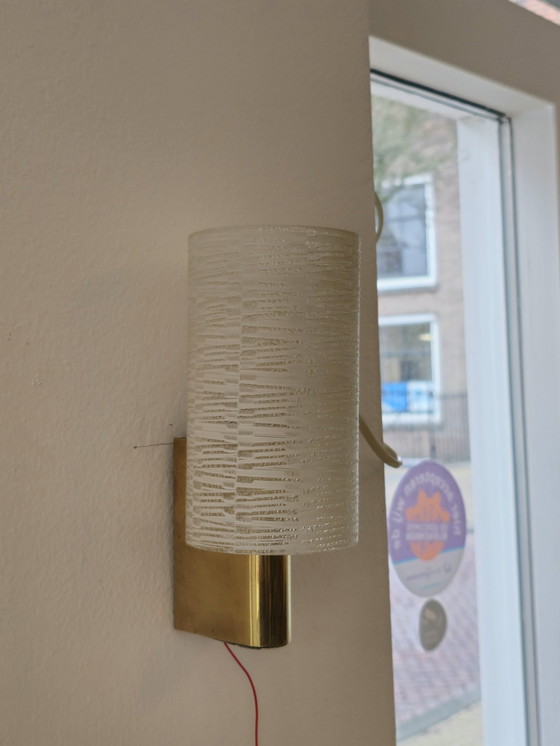 Image 1 of Lampada da parete vintage Lampada da parete Lampada in ottone e vetro 