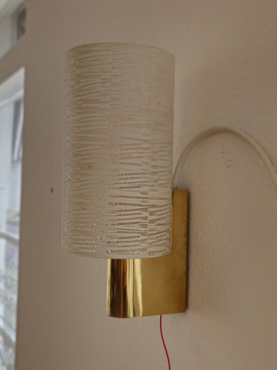 Image 1 of Lampada da parete vintage Lampada da parete Lampada in ottone e vetro 