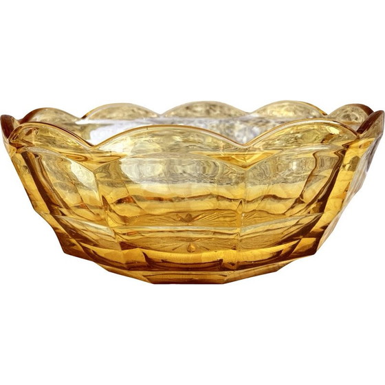 Image 1 of Vintage Art Deco honey glass bowl for Stölzle, Czechoslovakia 1930