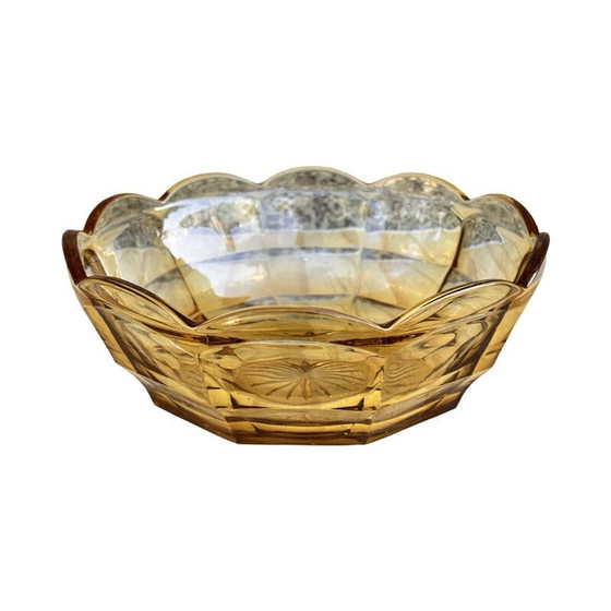 Image 1 of Vintage Art Deco honey glass bowl for Stölzle, Czechoslovakia 1930