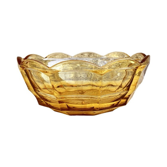 Image 1 of Vintage Art Deco honey glass bowl for Stölzle, Czechoslovakia 1930