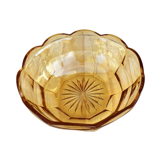 Image 1 of Vintage Art Deco honey glass bowl for Stölzle, Czechoslovakia 1930