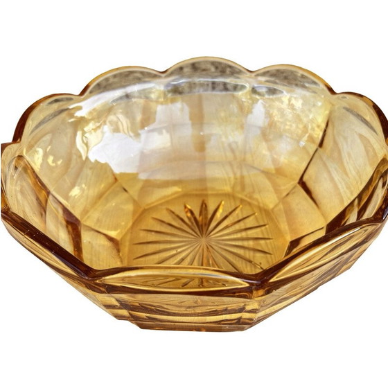 Image 1 of Vintage Art Deco honey glass bowl for Stölzle, Czechoslovakia 1930