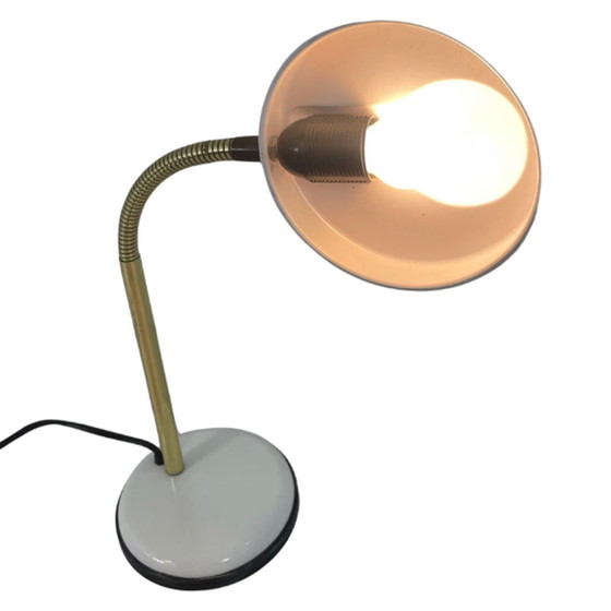 Image 1 of Postmodern / space age desk lamp - With adjustable gooseneck - Bulb shaped shade, unique design - Mayja lighting