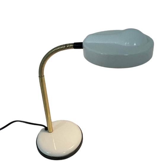 Image 1 of Postmodern / space age desk lamp - With adjustable gooseneck - Bulb shaped shade, unique design - Mayja lighting