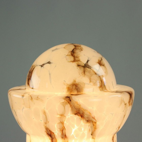 Image 1 of Vintage table lamp in white opal glass and marble by Ivan Jakes for Sklarny Rapotin, Czechoslovakia 1960