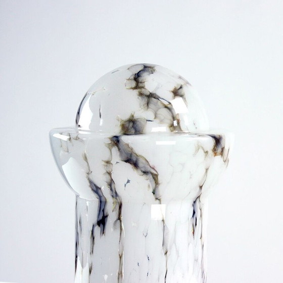 Image 1 of Vintage table lamp in white opal glass and marble by Ivan Jakes for Sklarny Rapotin, Czechoslovakia 1960