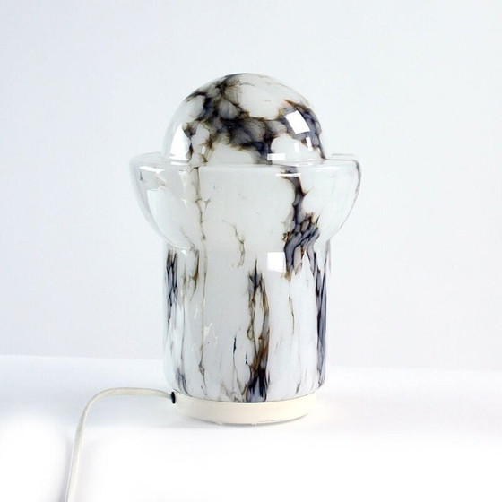 Image 1 of Vintage table lamp in white opal glass and marble by Ivan Jakes for Sklarny Rapotin, Czechoslovakia 1960