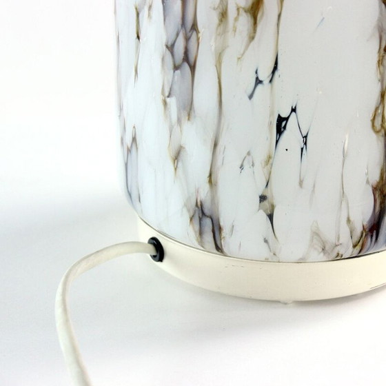 Image 1 of Vintage table lamp in white opal glass and marble by Ivan Jakes for Sklarny Rapotin, Czechoslovakia 1960