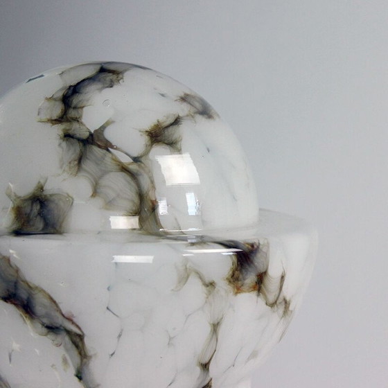 Image 1 of Vintage table lamp in white opal glass and marble by Ivan Jakes for Sklarny Rapotin, Czechoslovakia 1960