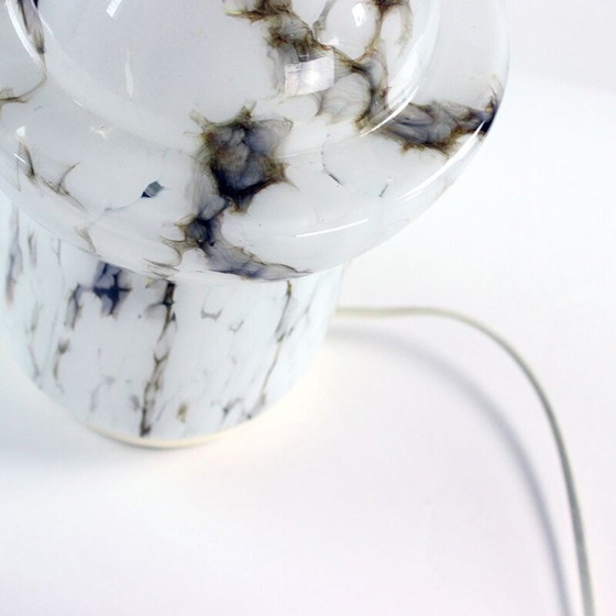 Image 1 of Vintage table lamp in white opal glass and marble by Ivan Jakes for Sklarny Rapotin, Czechoslovakia 1960