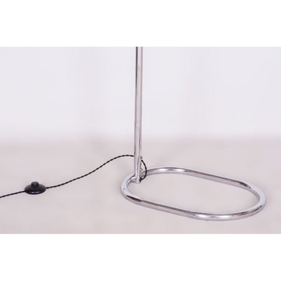 Image 1 of Vintage Bauhaus floor lamp in chrome steel and walnut by Hana Kucerova-Zaveska for Sab Praha, Czechoslovakia 1930