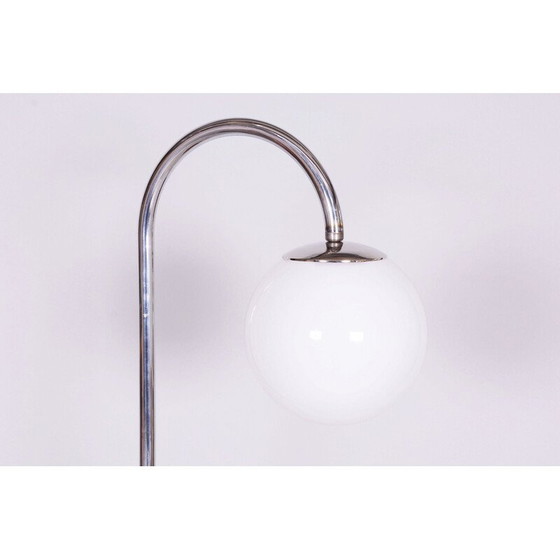 Image 1 of Vintage Bauhaus floor lamp in chrome steel and walnut by Hana Kucerova-Zaveska for Sab Praha, Czechoslovakia 1930