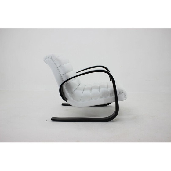 Image 1 of Vintage armchair in white leather by Miroslav Navratil, 1930s