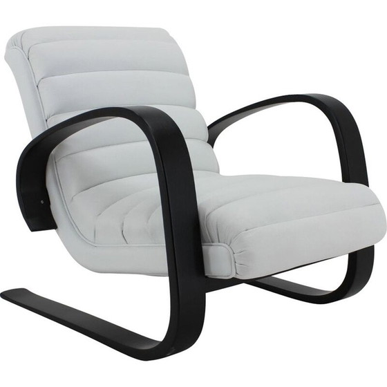 Image 1 of Vintage armchair in white leather by Miroslav Navratil, 1930s