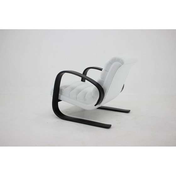 Image 1 of Vintage armchair in white leather by Miroslav Navratil, 1930s