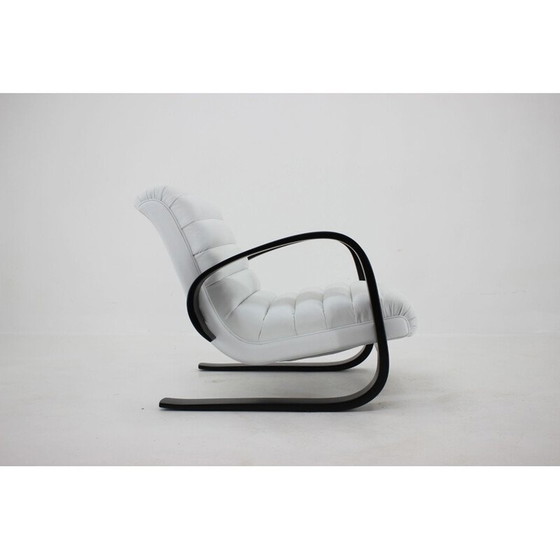 Image 1 of Vintage armchair in white leather by Miroslav Navratil, 1930s