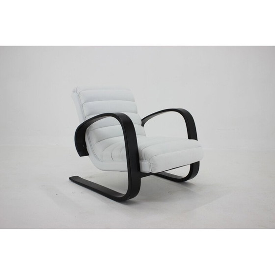 Image 1 of Vintage armchair in white leather by Miroslav Navratil, 1930s