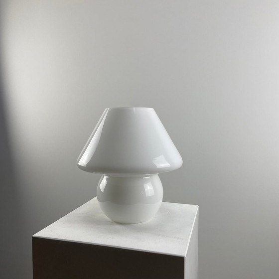 Image 1 of White glass mushroom table lamp from 1970