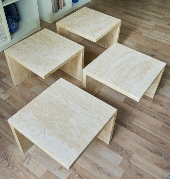 Image 1 of Travertine coffee table 4 pieces 70s/80s