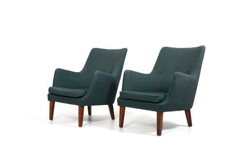 Rare Pair of AV-53 Easychairs by Arne Vodder 1953