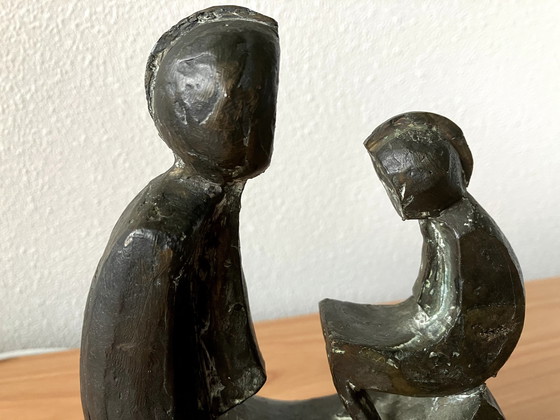 Image 1 of Modern Bronze Statue - Mother With Child.