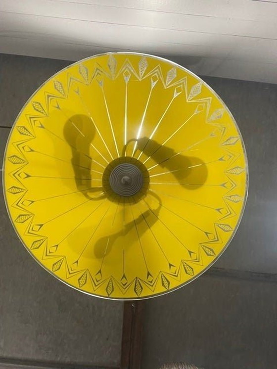 Image 1 of Lampe suspendue en verre jaune tchèque 1960 par Napako