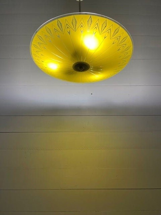 Image 1 of Lampe suspendue en verre jaune tchèque 1960 par Napako