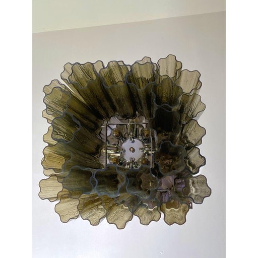 Contemporary Squared "Tronchi" In Venini Style Murano Glass Sputnik Flush Mount