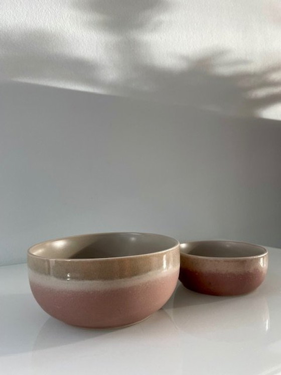 Image 1 of 2X Modern Serving Bowls Taupe/Nude Pink (Ø11Cm And Ø14Cm)