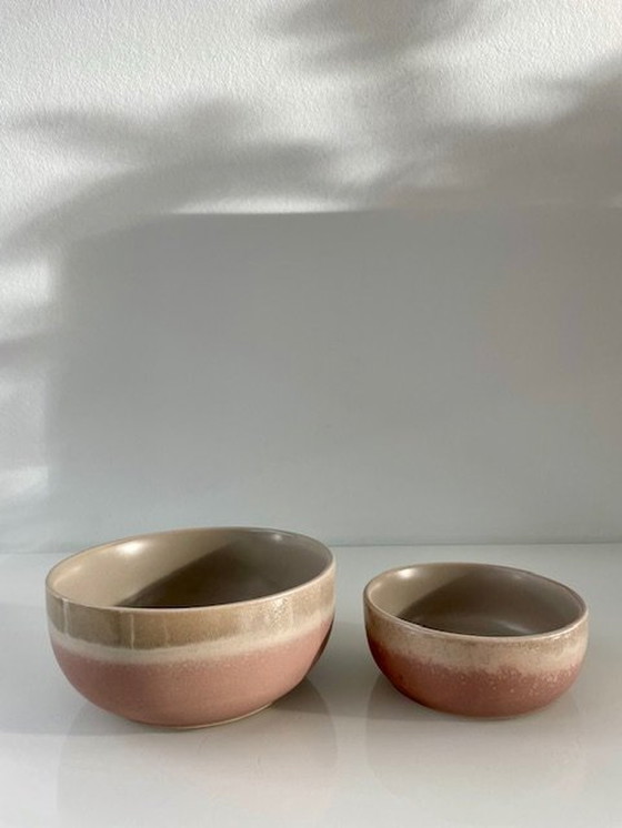 Image 1 of 2X Modern Serving Bowls Taupe/Nude Pink (Ø11Cm And Ø14Cm)