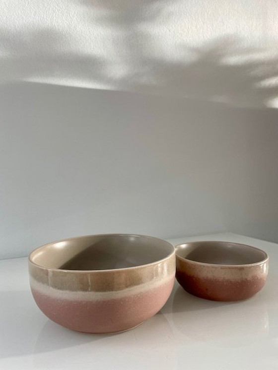 Image 1 of 2X Modern Serving Bowls Taupe/Nude Pink (Ø11Cm And Ø14Cm)