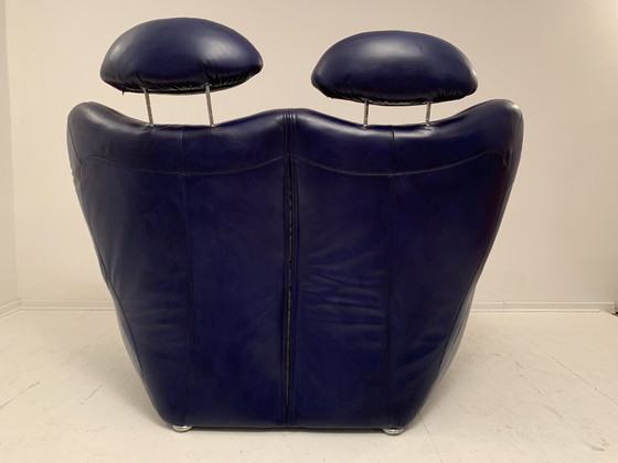 Image 1 of Himolla sofa leather blue 2-seater