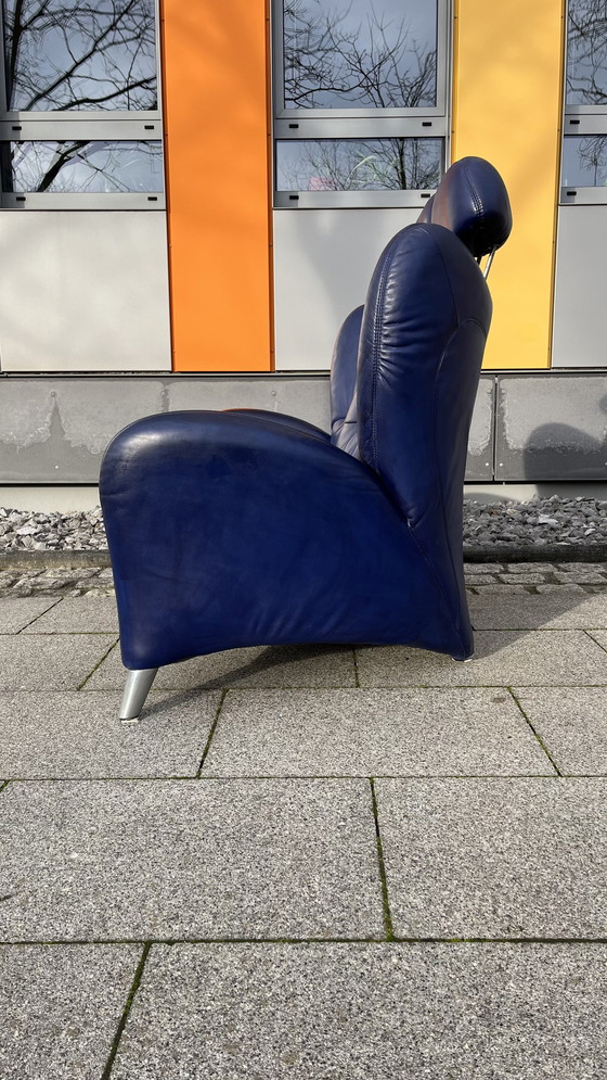 Image 1 of Sofá Himolla de piel azul de 2 plazas