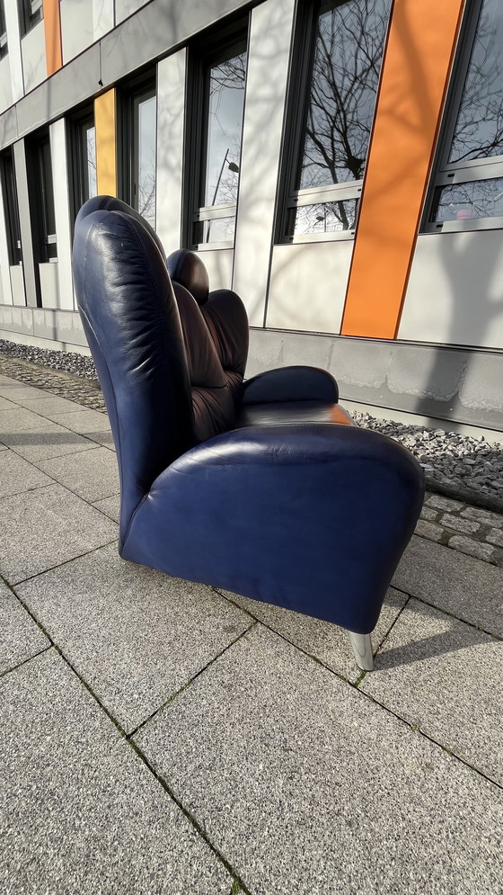 Image 1 of Sofá Himolla de piel azul de 2 plazas