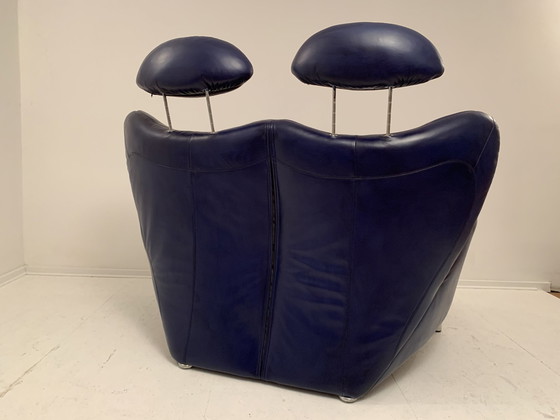 Image 1 of Himolla sofa leather blue 2-seater