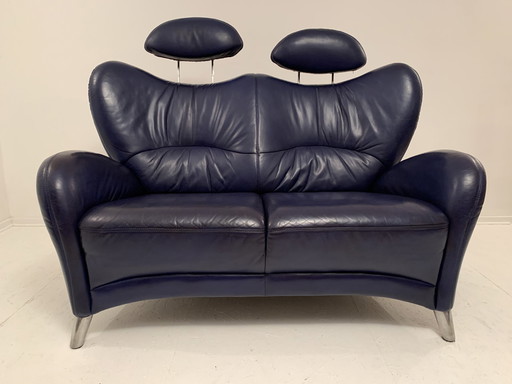 Himolla sofa leather blue 2-seater